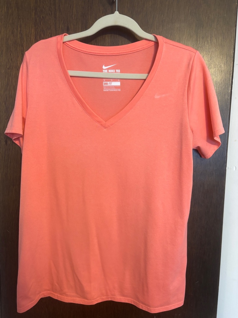Nike Women’s Dri-Fit V-Neck Tee — Coral EUC